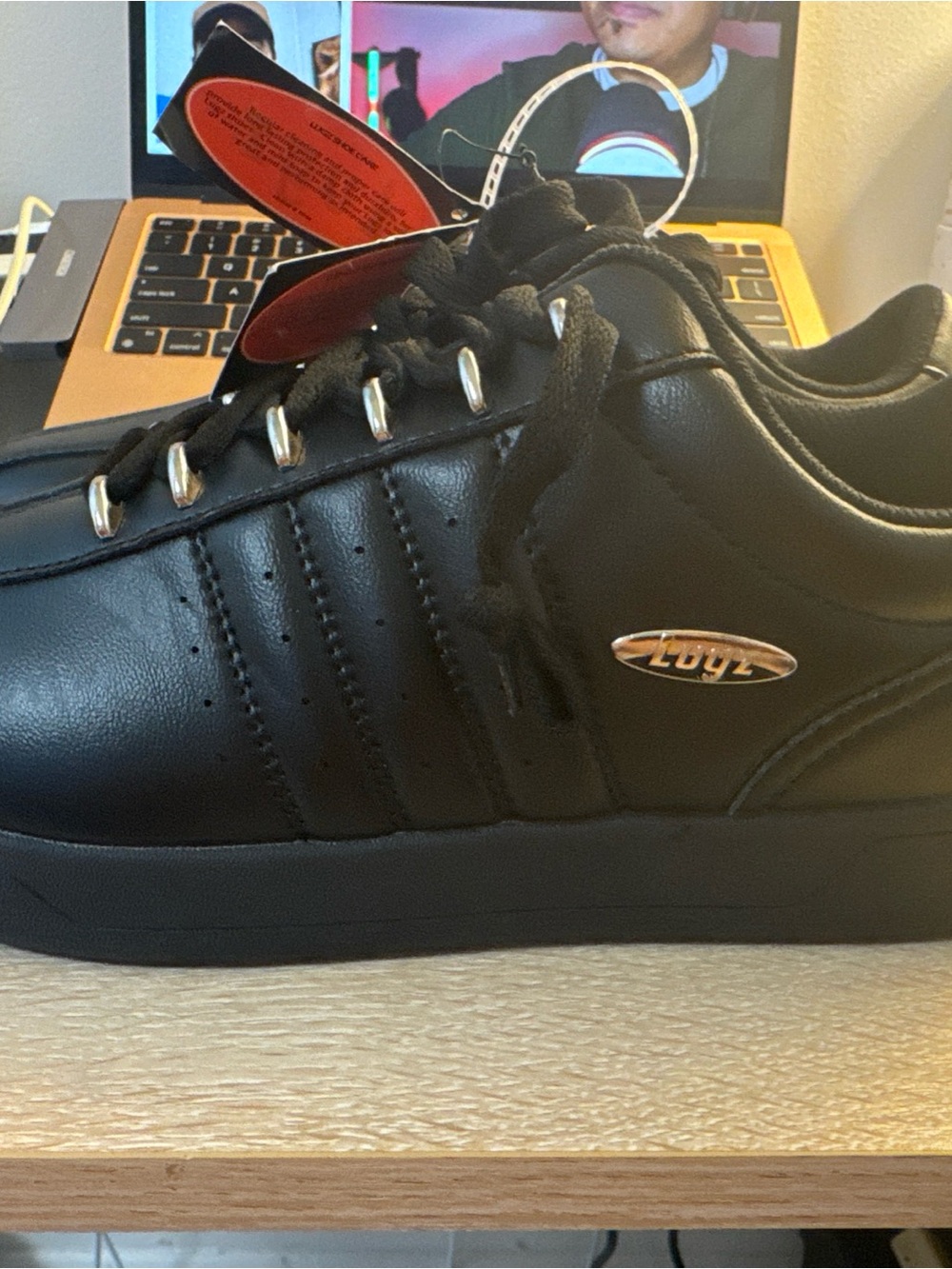 Lugz Men’s Black Low-Top Leather-Look Sneakers